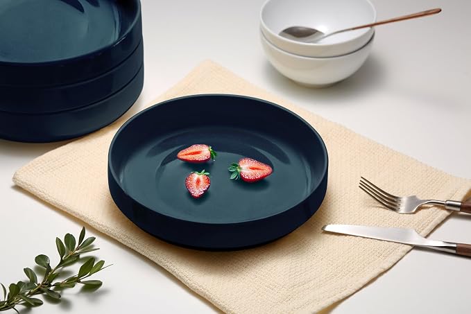 KooK Ceramic Large Pasta Bowls, Microwave and Dishwasher Safe, Shallow Serving - Image 4