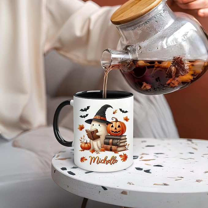 Hyturtle Personalized Cute Ghost Read Book Mug - Image 6