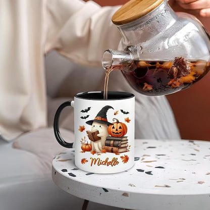 Hyturtle Personalized Cute Ghost Read Book Mug - Image 6