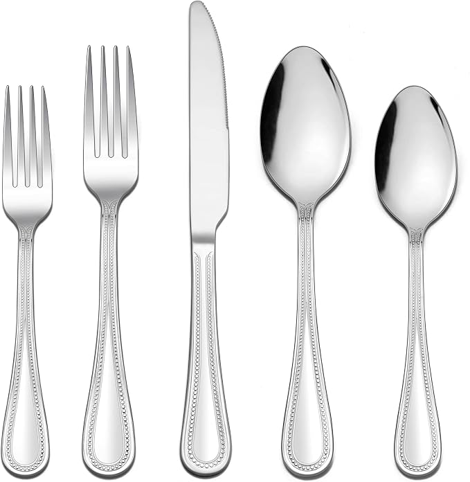 LIANYU Silverware Flatware Set for 8, 40-Piece Stainless Steel Eating Utensils by LIANYU