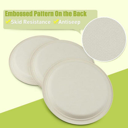 Green Earth, 10-Inch, 500-Count, Compostable Plates, Natural Bamboo Fibers, Everyday Tableware - Biodegradable Disposable Round Shape Microwave-Safe Gluten-Free Eco-Friendly