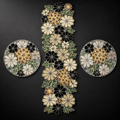 Beaded Table Runner Decore 36 inches Long Christmas Flower Design Beaded Table - Image 6