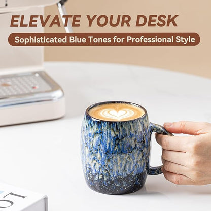 Unique Reactive Glaze Ceramic Coffee Mug - 14 oz Large Coffee Cup - Image 6
