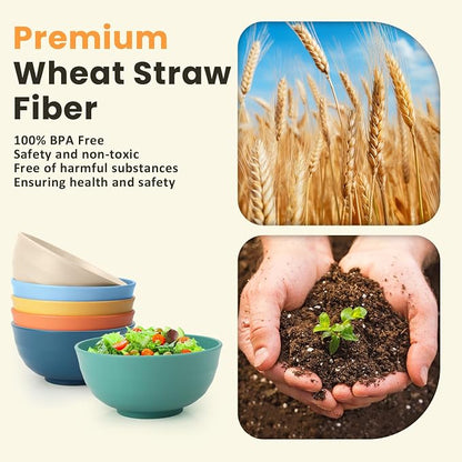 Unbreakable Large Wheat Straw Bowls 60 OZ Salad Bowls - Image 3