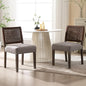 Farmhouse Dining Chairs Set of 2 Linen Fabric Upholstered Accent Side Chair, Mid Century Modern Kitchen & Dining Room Chairs with Woven Rope Back for Home, Living Room, Bedroom - Grey