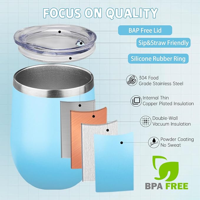 12oz/4 Pack Stainless Steel Wine Tumbler - Image 3