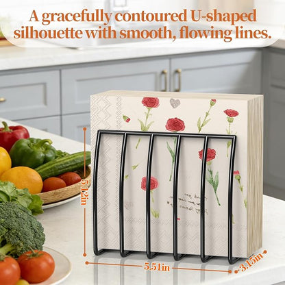 Reversible Napkin Holder for Table Black | 2-in-1 Gold Metal Cocktail Napkin - Image 2