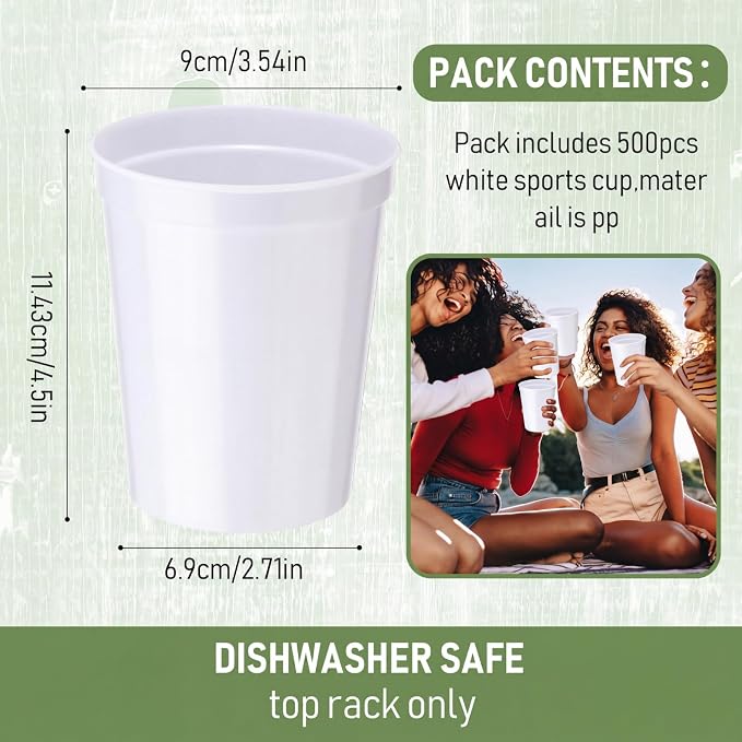 Yungyan 50 Pack 16 oz Stadium Cups Reusable Plastic Cups Blank Drink Stadium - Image 2