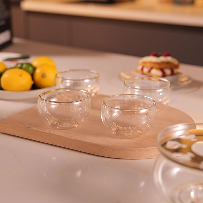 CNGLASS Double Wall Glass Tea Cup Set of 4, 100ml Asian Insulated Clear Teacups - Image 8