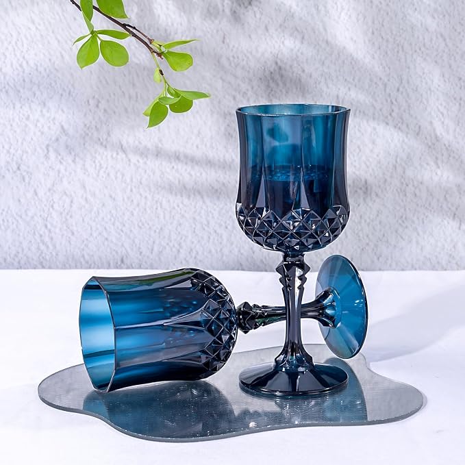 Ciaell 24 Pack Blue Plastic Wine Glasses - Image 5