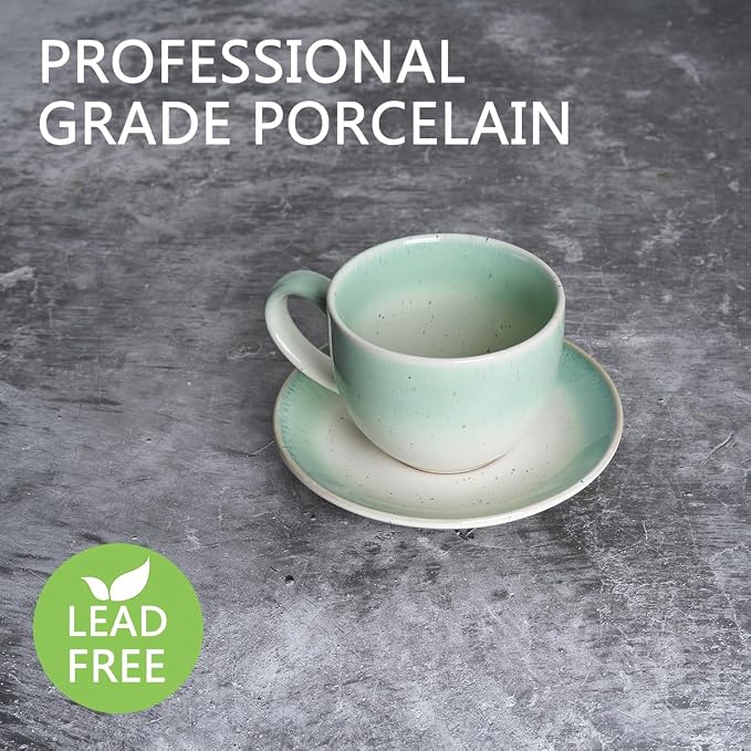 Bosmarlin Ceramic Cappuccino Cup and Saucer Set of 2, 10 Oz, Dishwasher and - Image 3