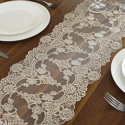 ARTABLE Champagne Small Lace Table Runner Macrame Dresser Scarf 10x36 Inch | - Image 5