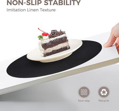 13" Round Placemats Set of 6, Reversible Faux Leather Heat Resistant Table Mats - Image 4