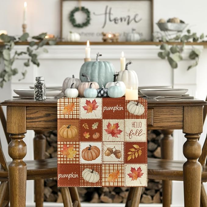 Artoid Mode 210 GSM Fall Table Runner 13x120 Inch Home Party Decor | Plaid - Image 2