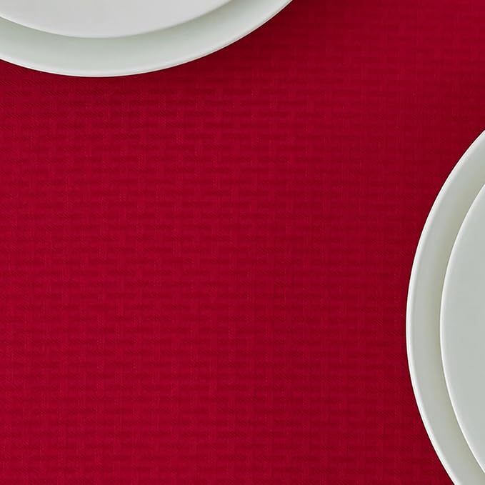 maxmill Christmas Tablecloth Weaved Texture Design Stain Resistant Waterproof Wrinkle Resistant Table Cloth, Decoration for Dining Room Holiday Parties Dinner, Rectangle 60 x 120 Inch, Red