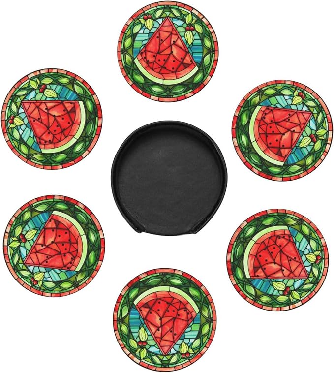 Watermelon Coasters for Drinks, Watermelon Decor Bar Drink Coasters for Coffee - Image 4