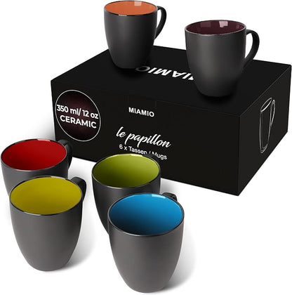 MIAMIO - Coffee Mugs Set of 6 - Le Papillon - Modern Home | Ceramic coffee mugs by MIAMIO