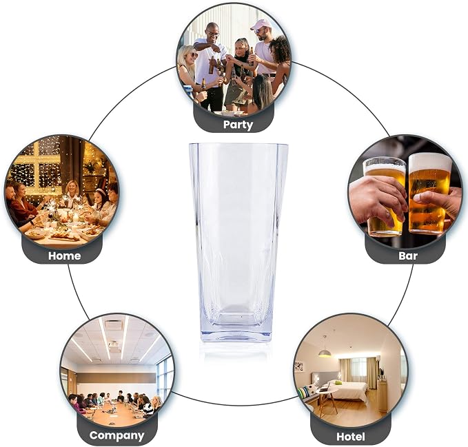 Top-spring 12 Oz Reusable Plastic Water Tumbler 6pcs Clear BPA Free | Thickened - Image 8