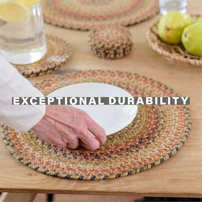 Homespice Kingston Jute Braided Table Runner, Warm Country Decor, Set of 2, Multicolor Oval 8x28 - Rich Colors, Easy to Clean, Durable and Protects Furniture