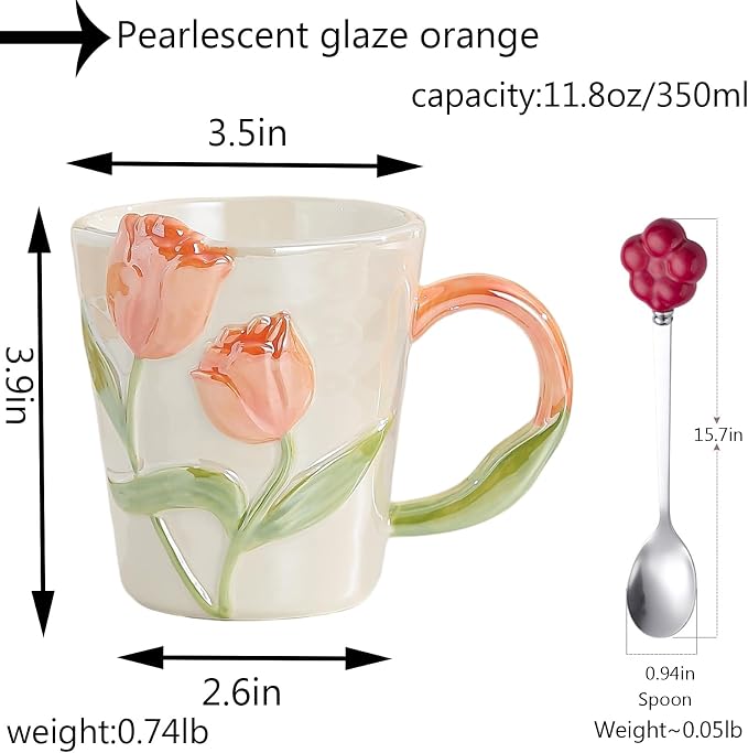 Hand Drawn Ceramic Coffee Mug 11.8Oz, Personalized Cute Tea Cup - Image 2