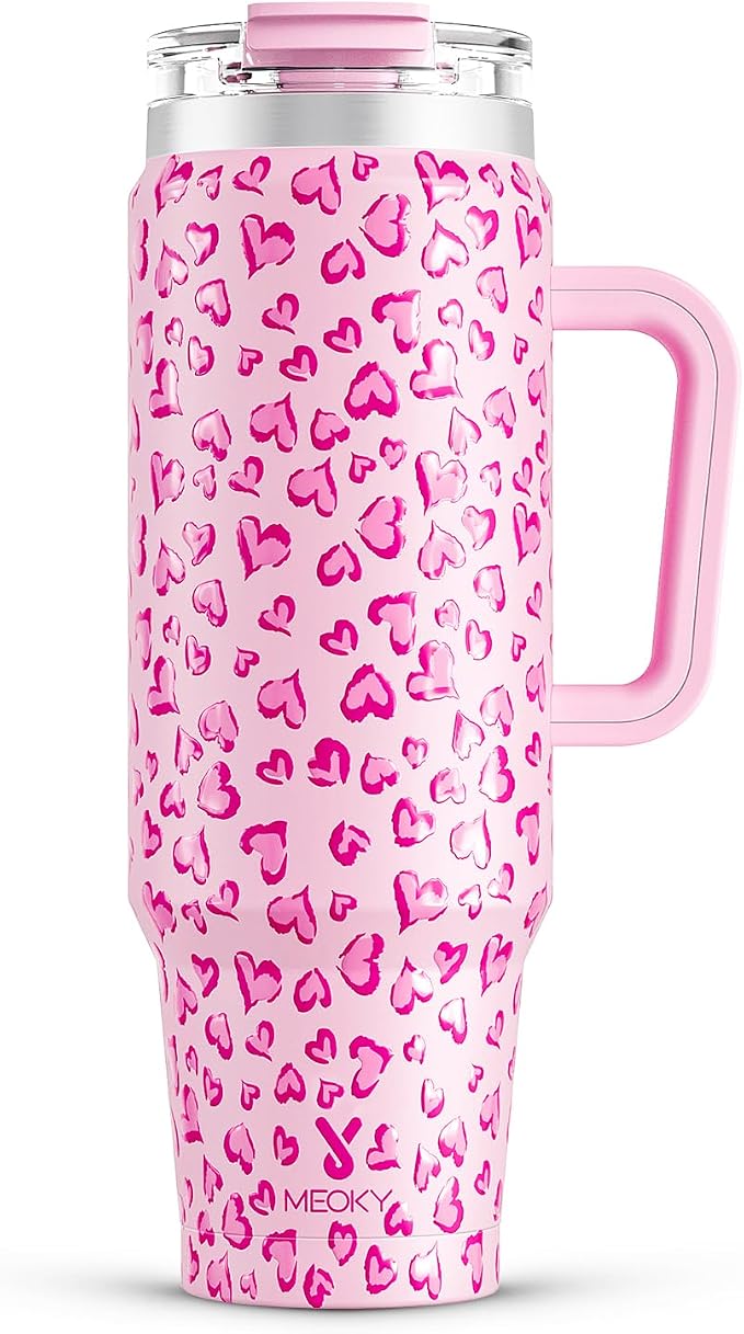 Meoky 40 oz Tumbler with Handle and Straw, Insulated Tumbler with Lid and Straw by MEOKY