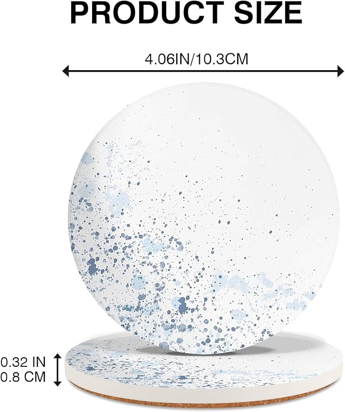 Drink Stone Coasters Set of 2 -Round Marble Style Desk Coasters - Image 3