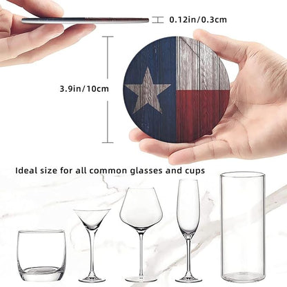 6 Pcs Texas State Flag White Star Leather Coasters - Image 8