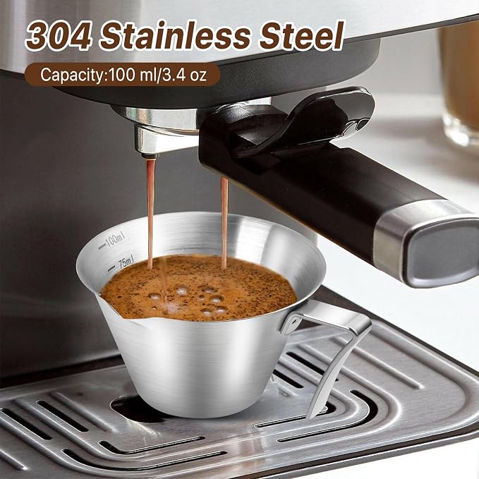 4 Pack Espresso Shot Cups with Handle Espresso Measuring Cup Dishwasher Safe - Image 2