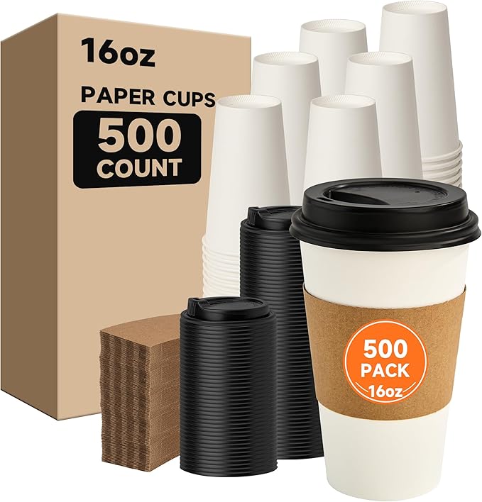 METAPRINT 500 Pack 16 oz Disposable Coffee Cups by METAPRINT