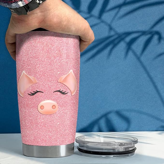 SANDJEST Pig Tumbler Glitter 20oz Tumblers - Image 5
