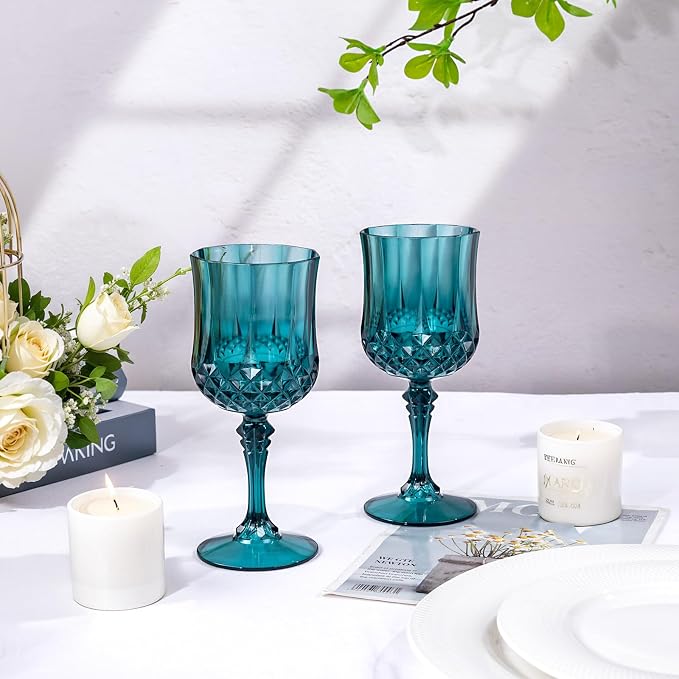 Ciaell 24 Pack Green Plastic Wine Glasses - Image 6