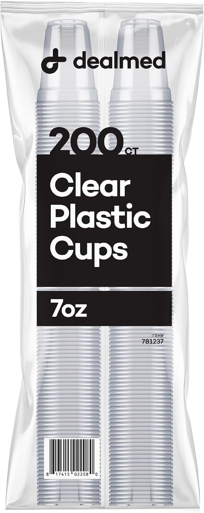 Dealmed Disposable Plastic Cups - 7 oz Recyclable - 200 Count | Clear by Dealmed