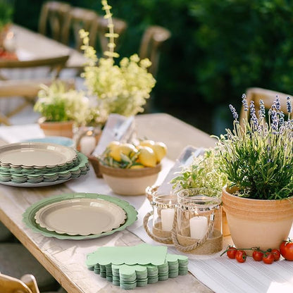 200pcs Sage Green Plates and Napkins Tableware Set Serve 50 Guests Includes - Image 6