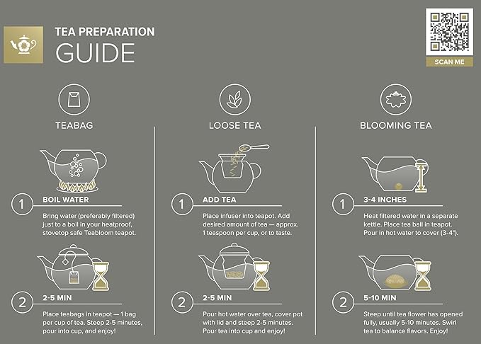 Teabloom Complete Glass Tea Set – Teapot, Loose Tea Infuser, 4 Insulated Teacups - Image 4