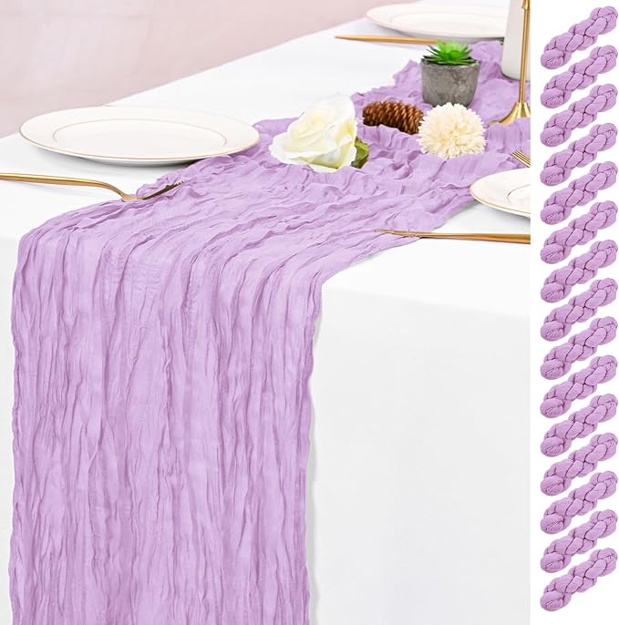 15 Pack Lavender Table Runner 17 x 108inch Cheesecloth Table Runner Boho Gauze by Lumaycens