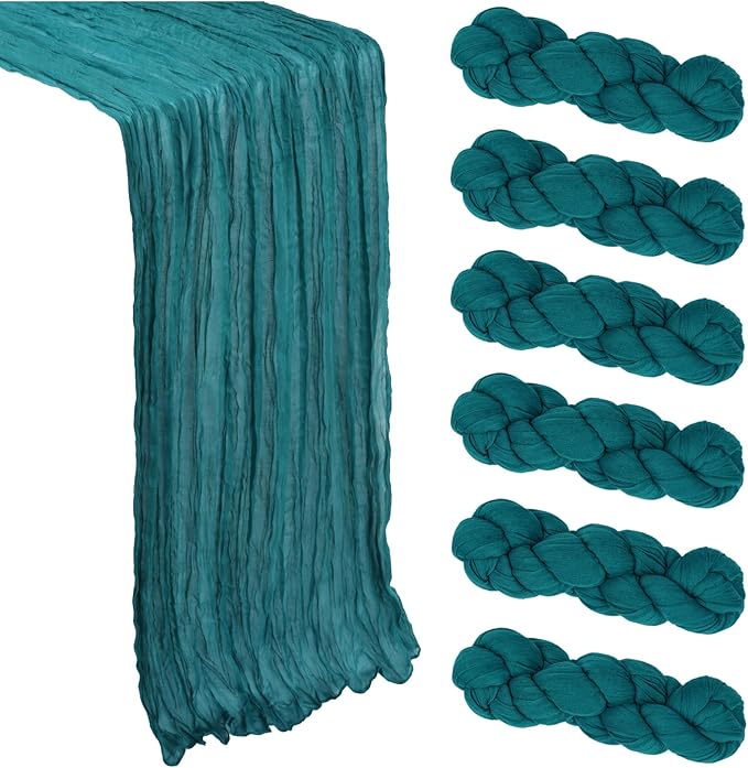 6 Pack Teal Cheesecloth Table Runner 10Ft Gauze Cheese Cloth Table Runner by Heneger