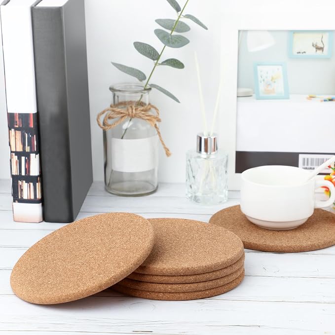 Boao 6 Pcs Round Cork Trivets for Hot Dishes, Hot Pots and Pans, 6 Inch | High - Image 4