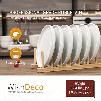 Ceramic Appetizer Plates Set of 6, Small Dessert Plates 7 inch, White Round Salad Plate, Porcelain Dinner Dishes for Cake, Waffle, Pasta, Microwave & Dishwasher Safe