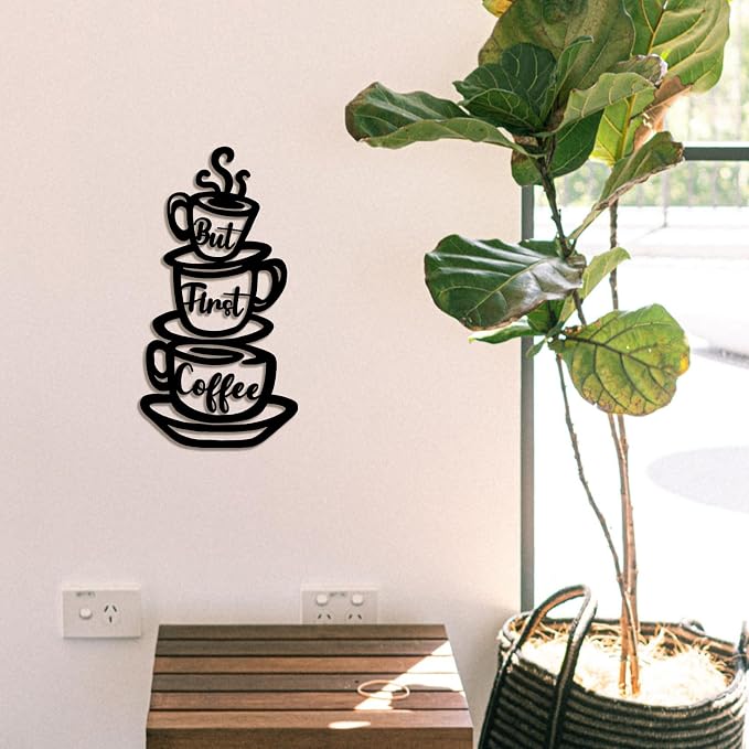 Oubasa Metal Pour Coffee Cup Wall Decor, Minimalist Cafe Themed - Image 6
