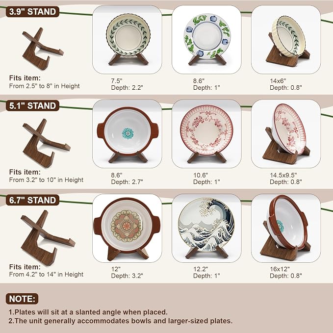 2Pack Large Bowl Stands for Display 12 Inch Heavy Duty, Extra Wide Wooden Plate - Image 7