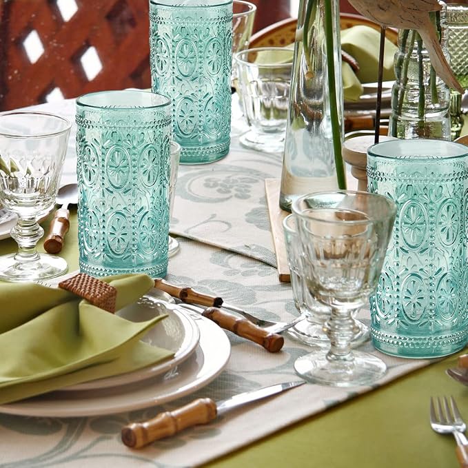 Darlion Green Glassware, Vintage Drinking Glasses, 12oz Highball Glasses | - Image 9