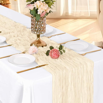 6 Pack Ivory Cheesecloth Table Runner, 17 x 108 Inch, Gauze Cheese Cloth Table - Image 3
