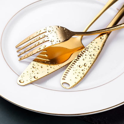 Gold Serving Utensils, OGORI 15-Piece Stainless Steel Gold Serving Utensils Set - Image 5