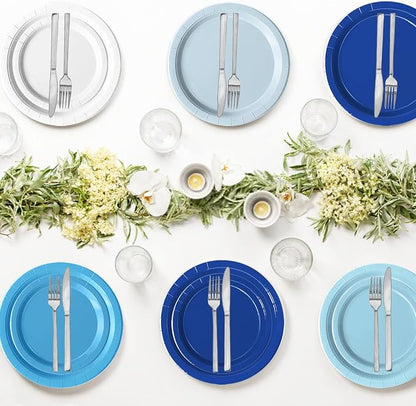 60 PCS Blue Paper Plates, Light Blue Plates and Napkins Party Supplies - Image 6