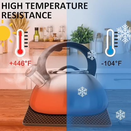 4 Pack Silicone Trivet Mats, Heat Resistant Hot Pot Holders and Pads for Kitchen Countertop, Non-Slip Brown Trivets for Pots and Pans, Hot Plate Coffee Mat