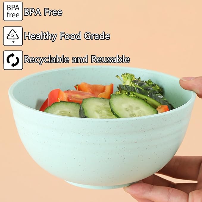 Unbreakable Wheat Straw Cereal Bowls Set of 4, 24 OZ Microwave and Dishwasher - Image 3