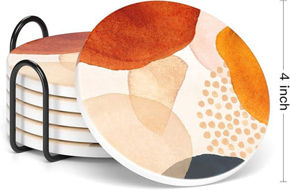Coasters for Drinks, Kitchen Home Decor Housewarming Gift, Round 4 in - Image 2