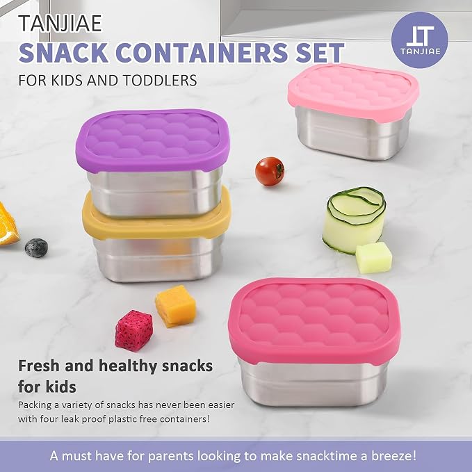 4Pack Small 8oz Stainless Steel Snack Containers - Image 3