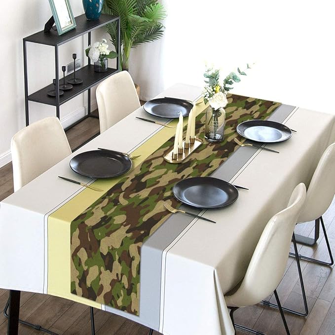 Sunwer Camo Table Runner Army Camouflage Themed Birthday Party Decoration - Image 2