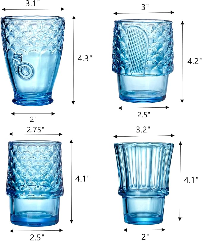 Frcctre Set of 4 Koi Fish Design Drinking Glasses, Stackable Drinking Glasses - Image 2